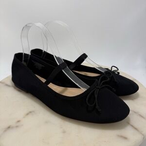 ON 34th Farrahh Flats 10M Black Velvet Memory Foam Slip-On Shoes Mary Jane Style